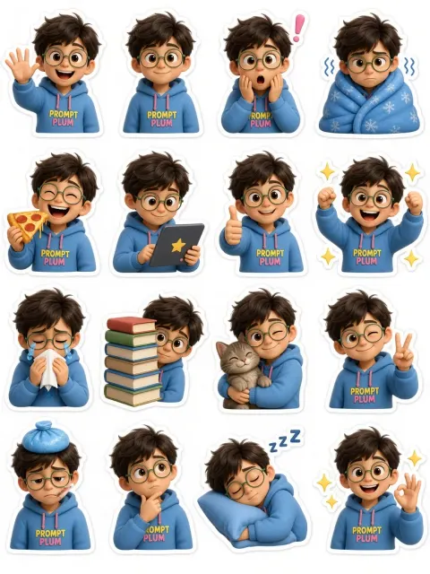 3D Boy Sticker Pack