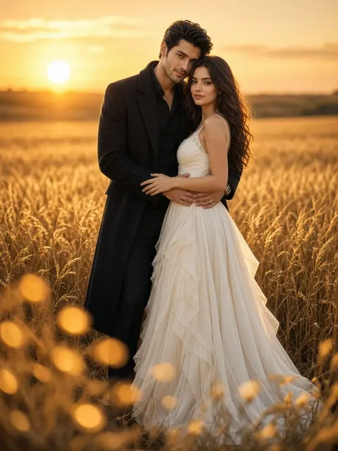 Golden Light Romantic Couple Portrait