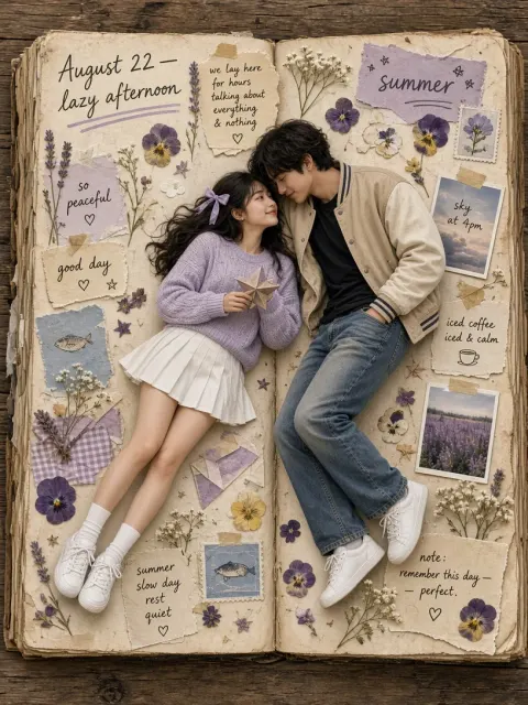 Couple on a Vintage Scrapbook Journal Page