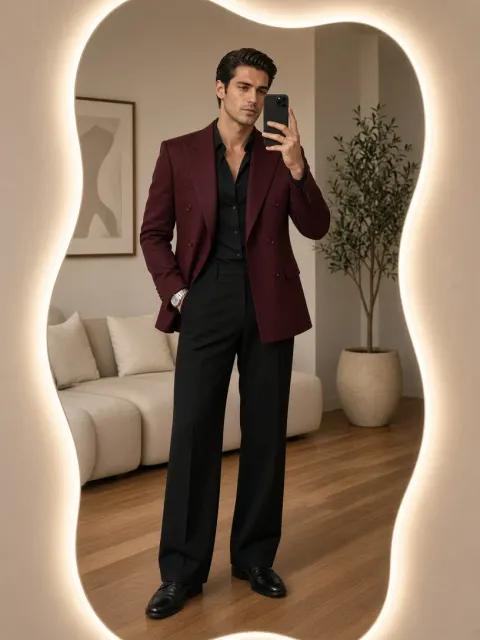 Modern Men's Fashion Mirror Selfie Portrait