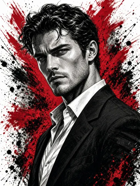 Dramatic Graphic Illustration of a Gentleman
