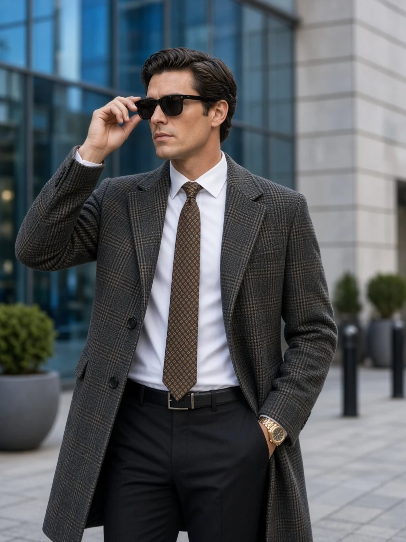 Sunglasses and Tie Street Fashion Look