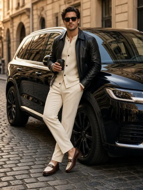 Cinematic Street Style Portrait on Cobblestones