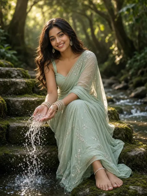 Playful Splashes in the Tranquil Forest
