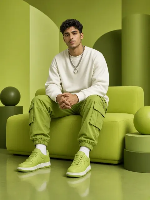 Surreal Green Studio Portrait of Man