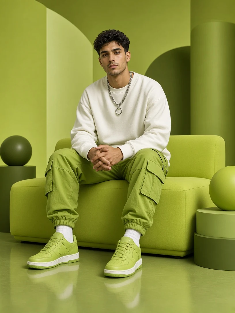 Surreal Green Studio Portrait of Man