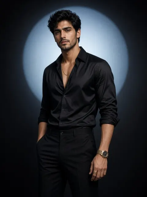 Fashion Portrait of Man in Black Attire