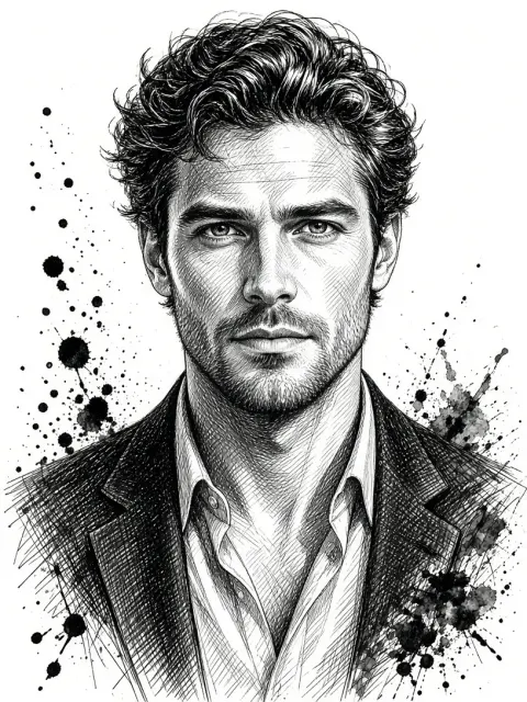 Splattered Sketch Portrait