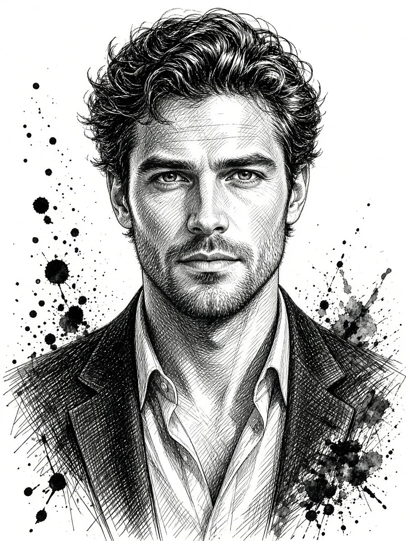 Splattered Sketch Portrait