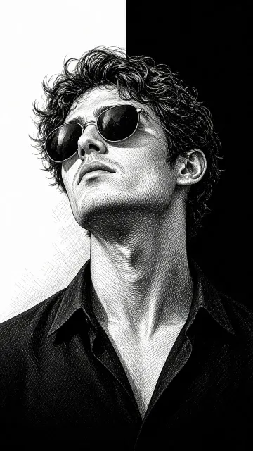 Black & White Artistic Portrait Illustration AI Prompt