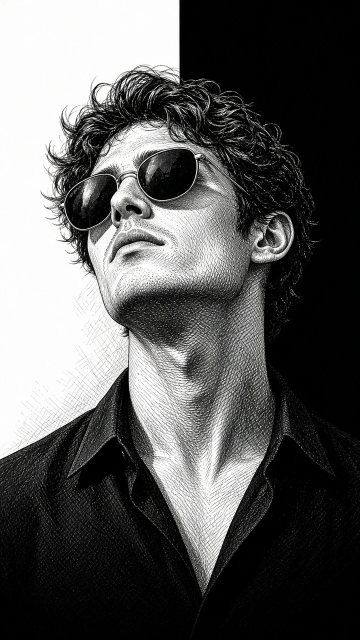 Black & White Artistic Portrait Illustration AI Prompt