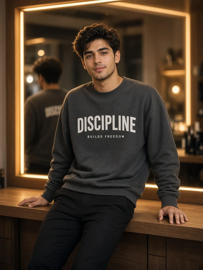 Casual Boy LED Mirror Dressing Room Photo Prompt