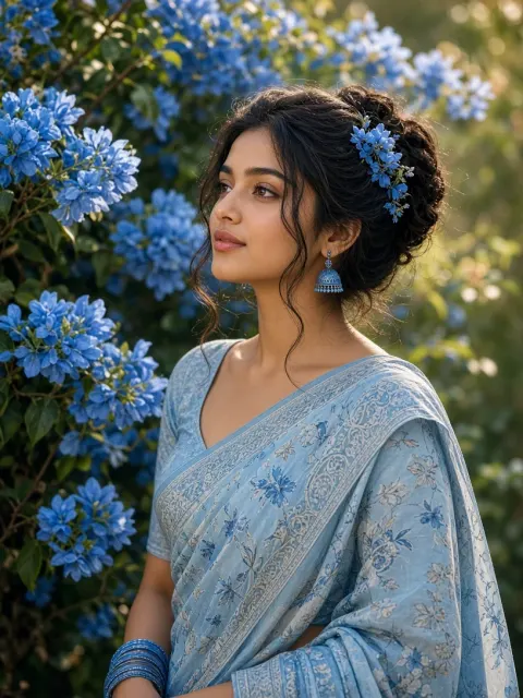 Blue Floral Saree