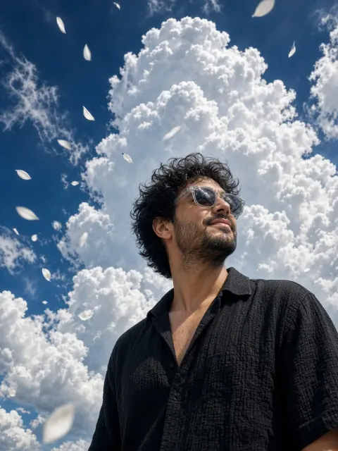 Low-Angle Blue Sky Photo AI Prompt