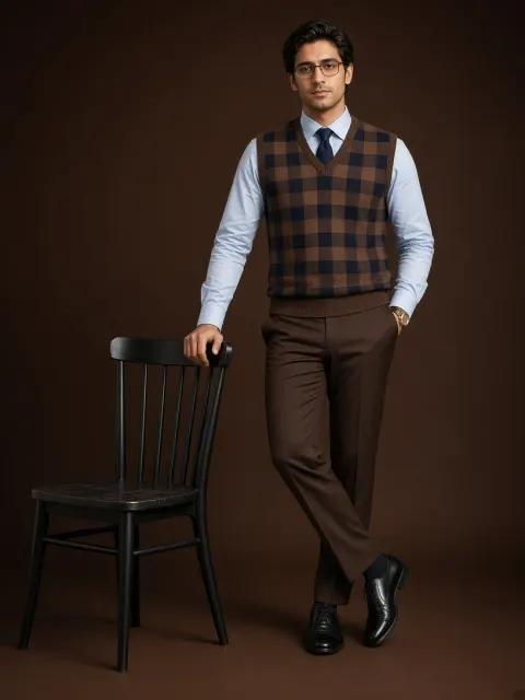 Elegant Studio Portrait with Wooden Chair