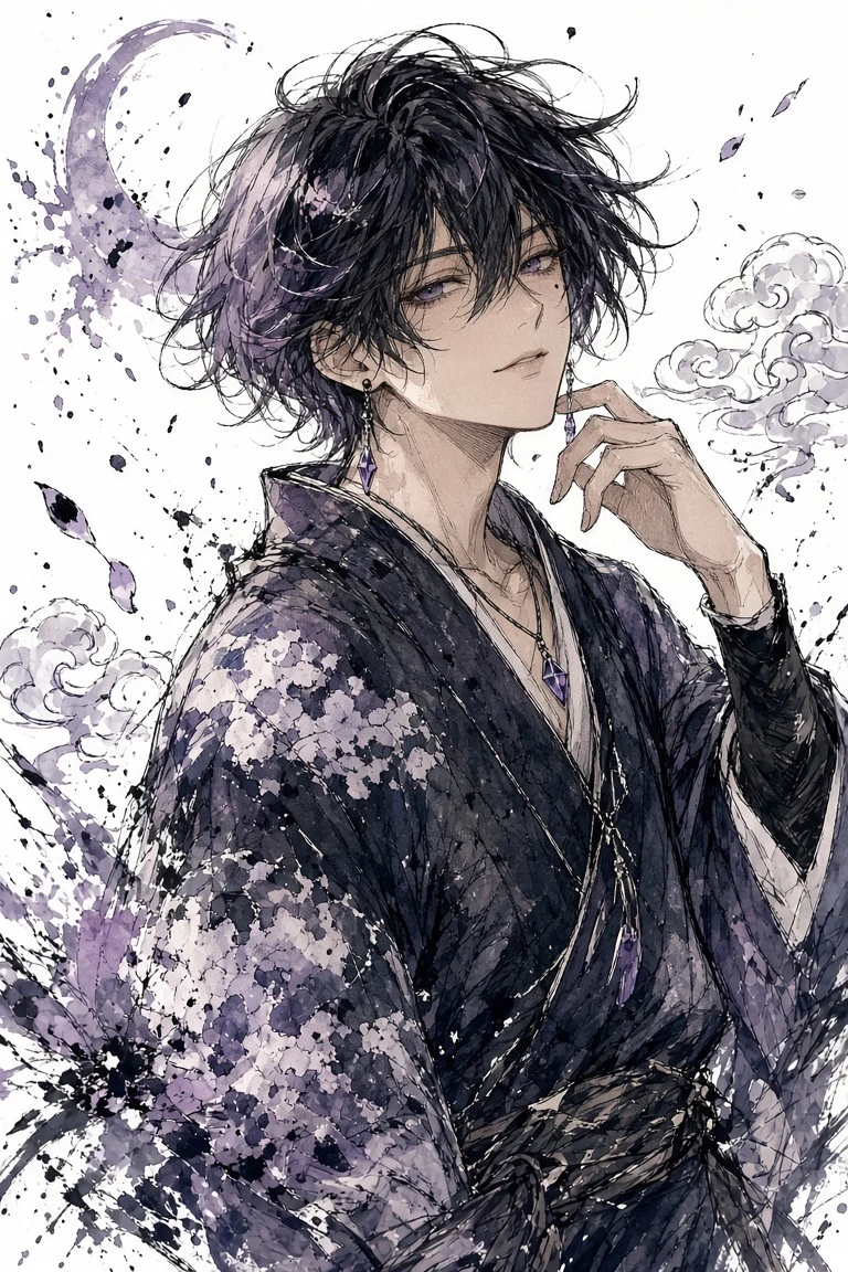 Trendy Anime Style Grunge Portrait Illustration