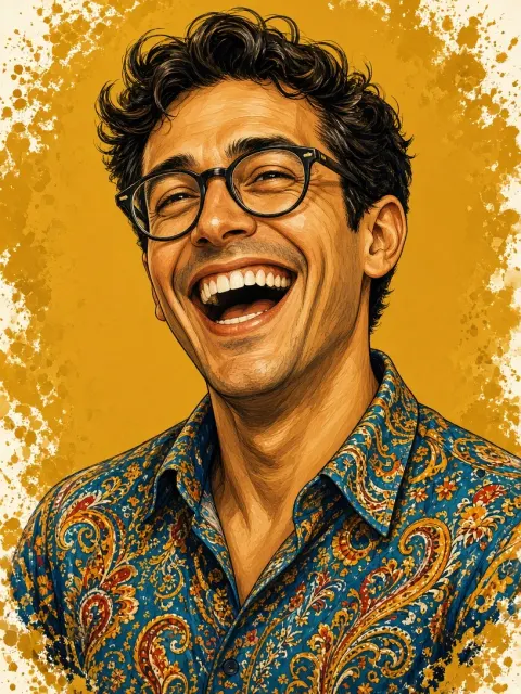 Joyful Digital Caricature Portrait AI Prompt