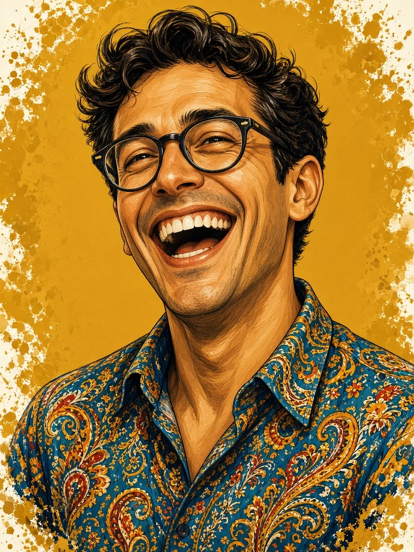 Joyful Digital Caricature Portrait AI Prompt