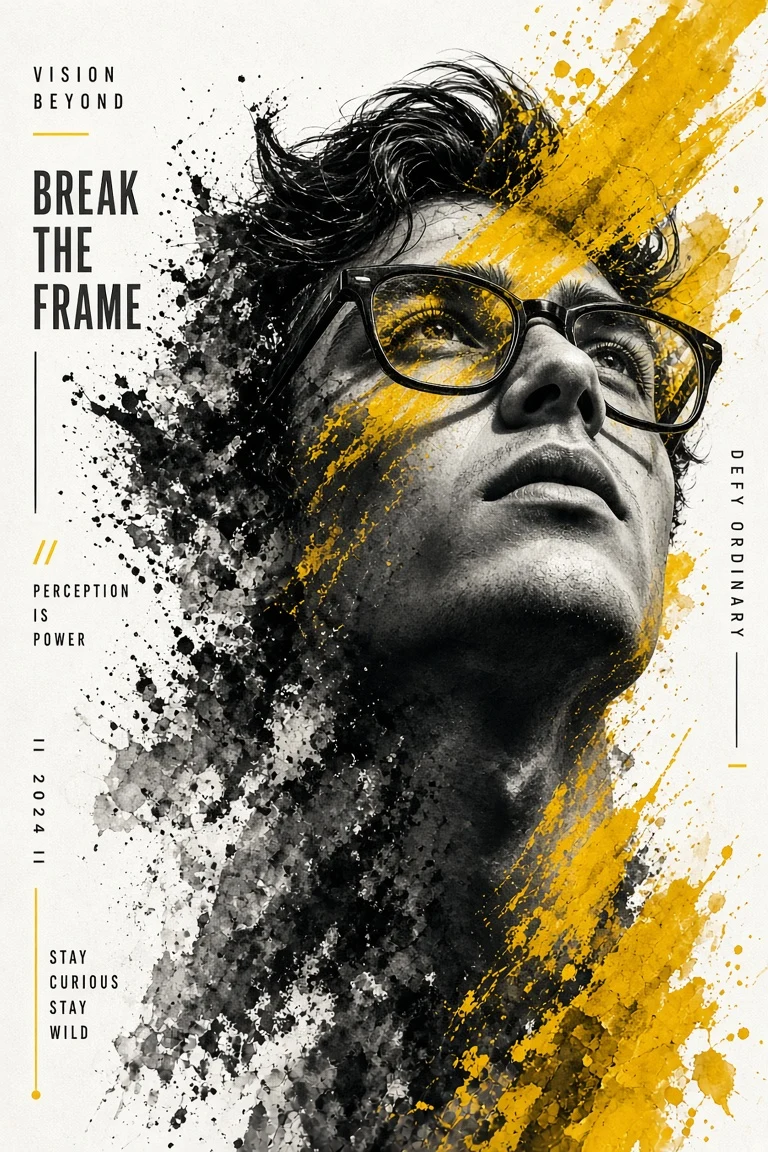 Mixed Media Ink Dispersion Poster AI Prompt