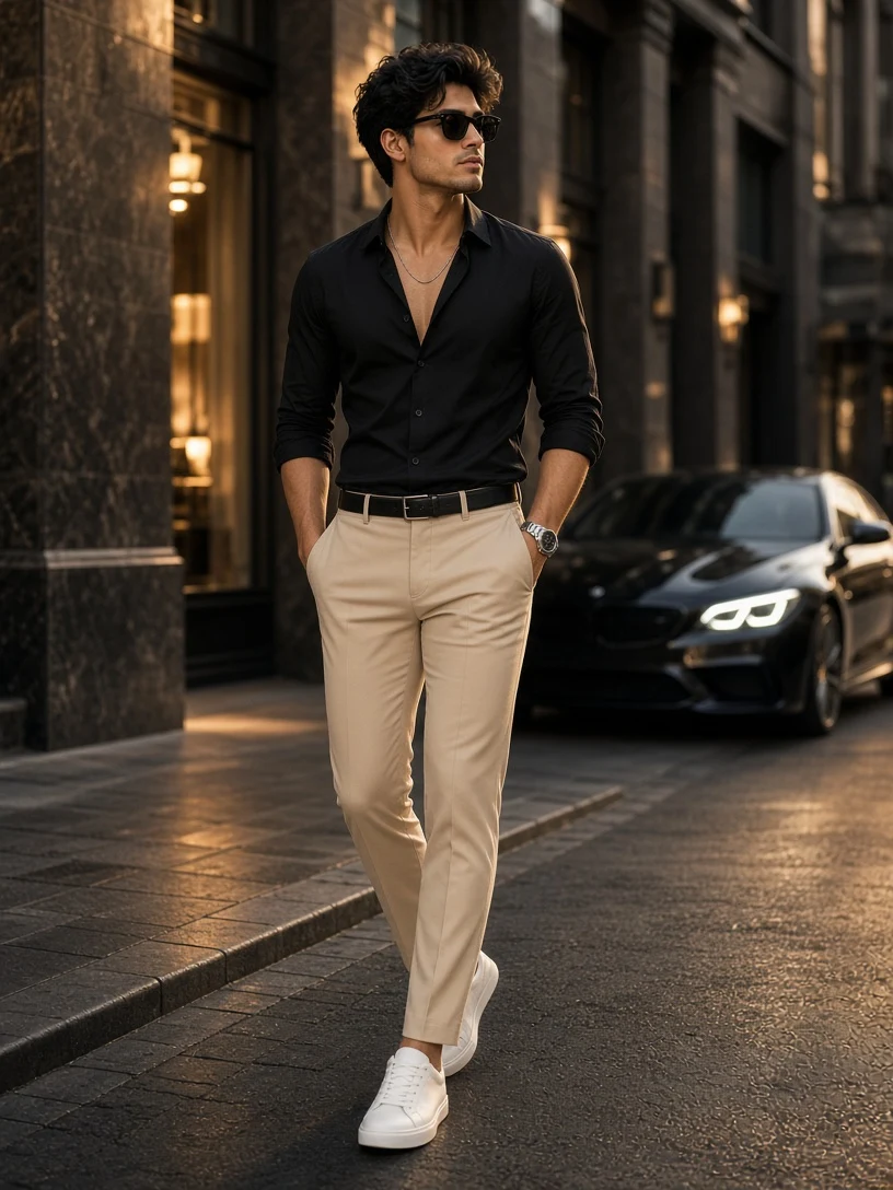 Stylish Man Walking in a Luxury City Street