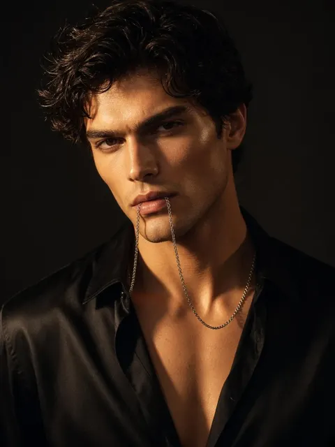 Male Model with Chain Necklace Photo