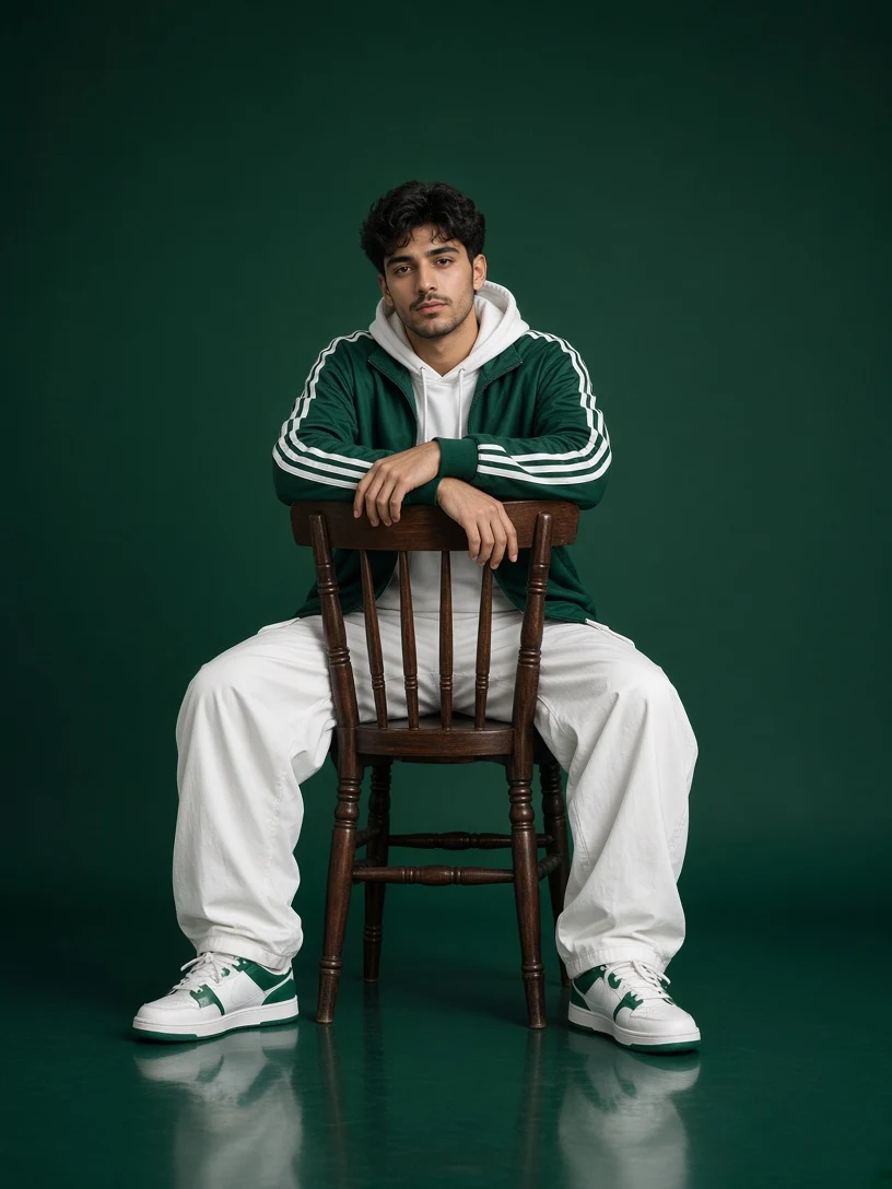 Retro Green Tracksuit Portrait