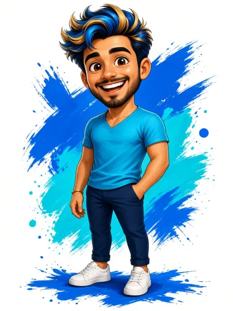 Big Head Cartoon Avatar of Happy Man