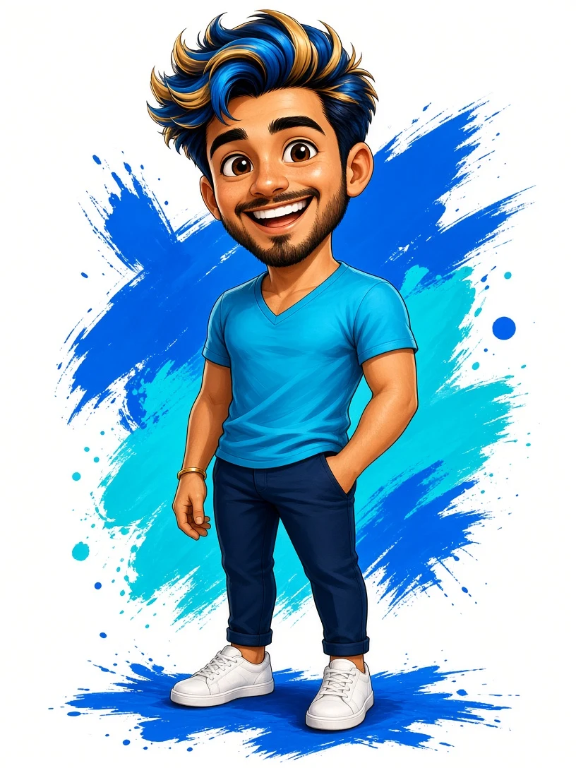 Big Head Cartoon Avatar of Happy Man