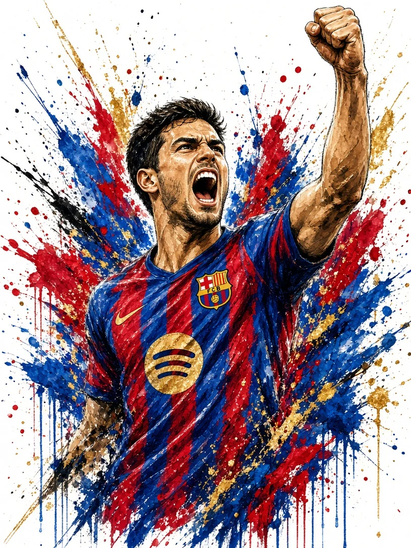 Aggressive Footballer Celebration Art