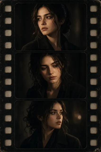 Cinematic 3-Frame Film Strip Portrait
