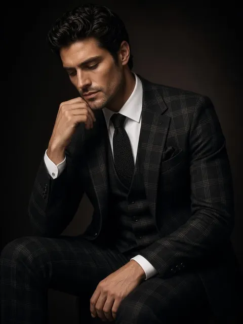 Thoughtful Businessman in a Dark Suit