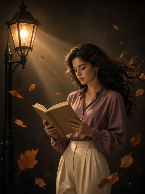 Retro Vintage Autumn Book Reading