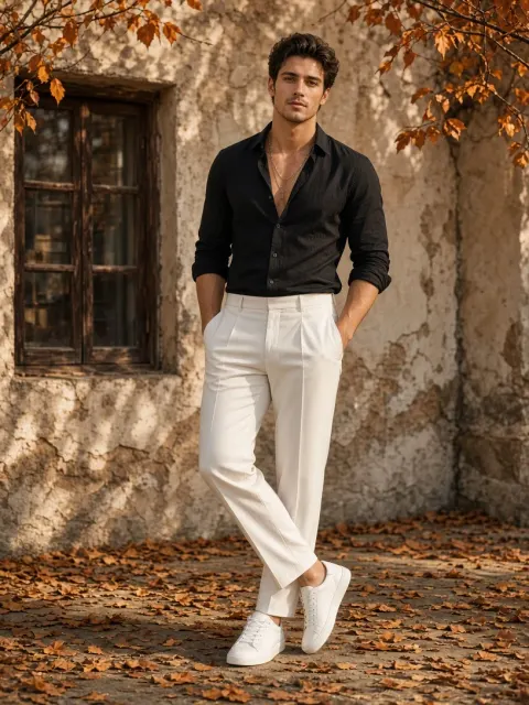 Autumn Leaves & Linen Shirt Portrait