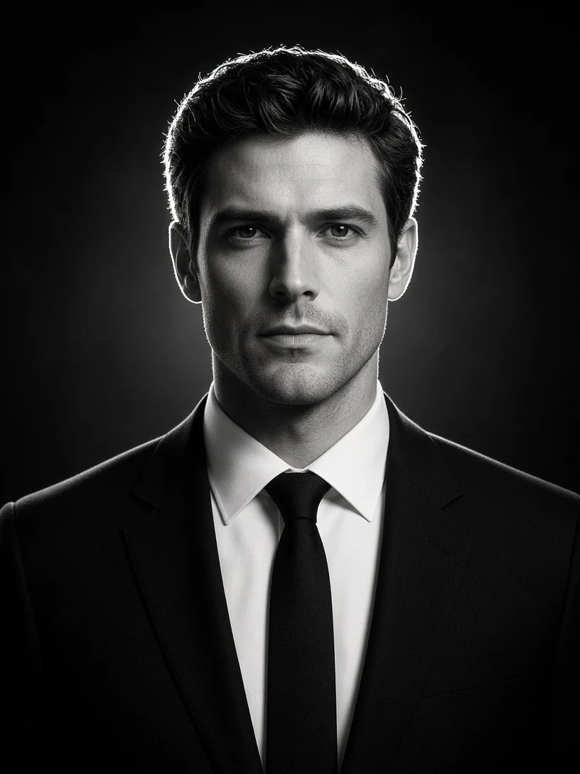 High-Contrast Suit Portrait
