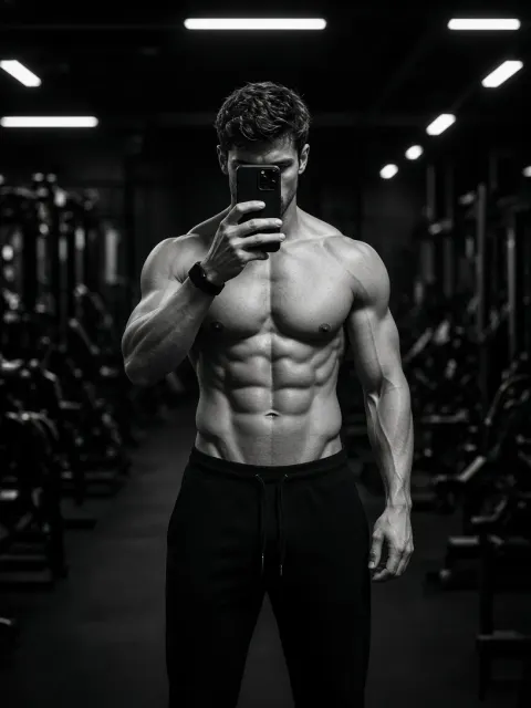 Muscular Man Takes Selfie