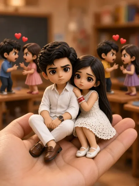 Adorable Miniature Couple Digital Illustration