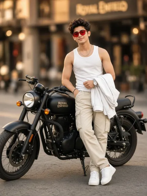 Casual Stance with a Powerful Bike