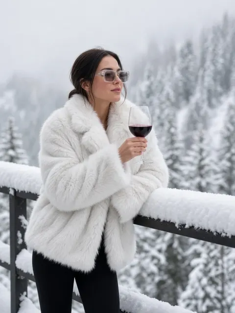 Woman Enjoys Snowy View