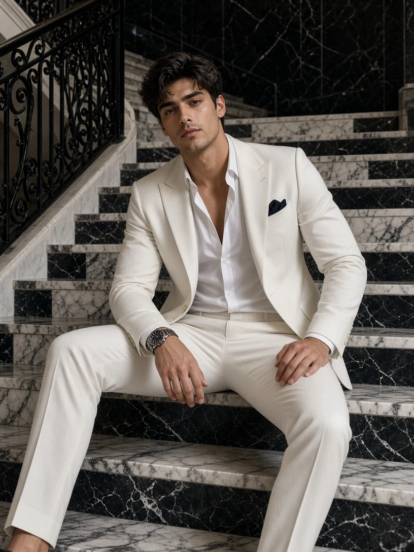 Luxury Men's Fashion: White Suit Styling