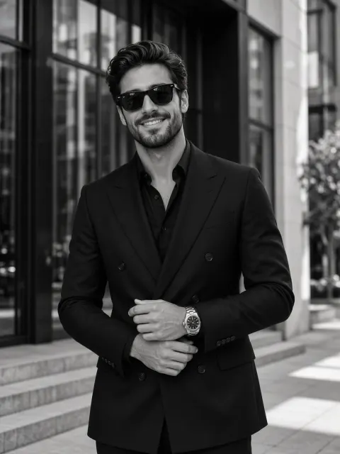 Black and White Lifestyle Portrait of a Smiling Man