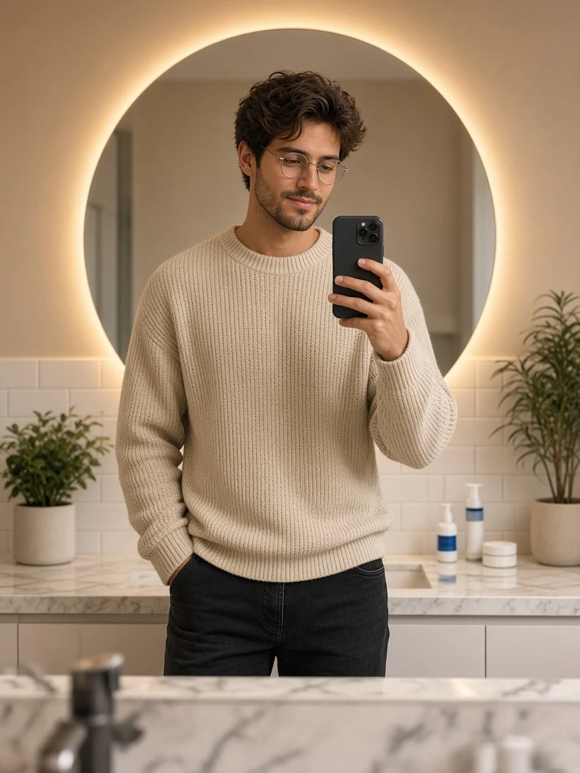 Modern Bathroom Mirror Selfie