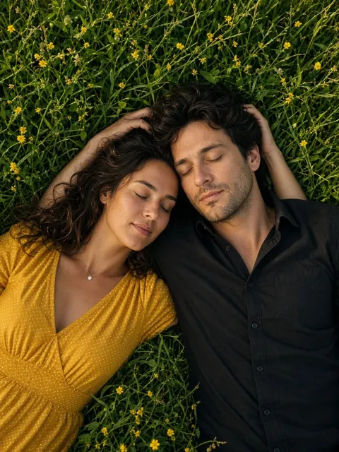 Overhead View of Lovers in the Grass
