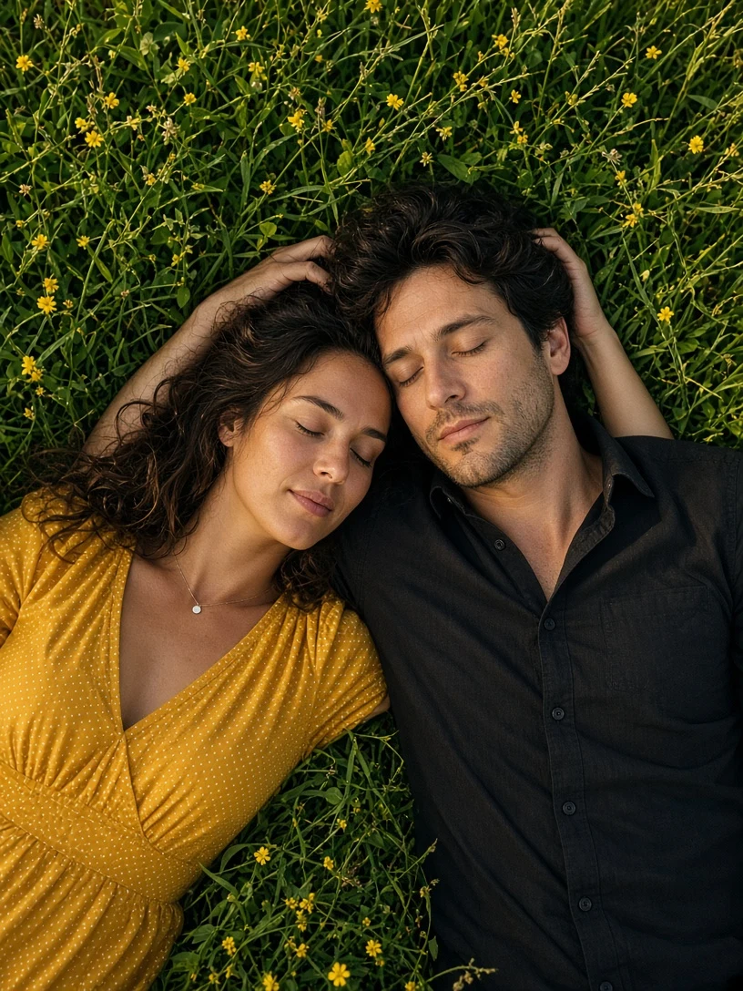 Overhead View of Lovers in the Grass