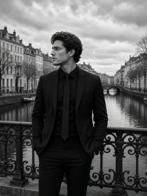 Monochrome Elegance on the Bridge