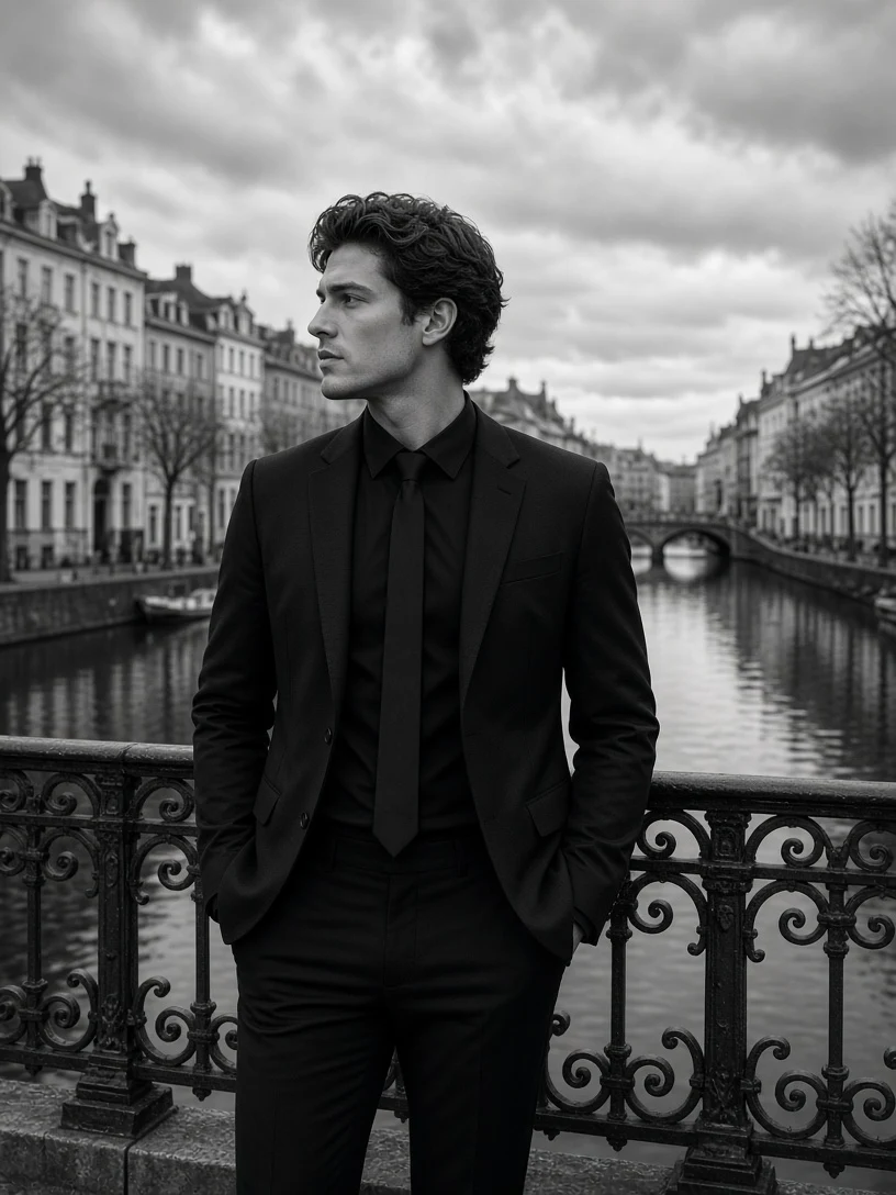 Monochrome Elegance on the Bridge