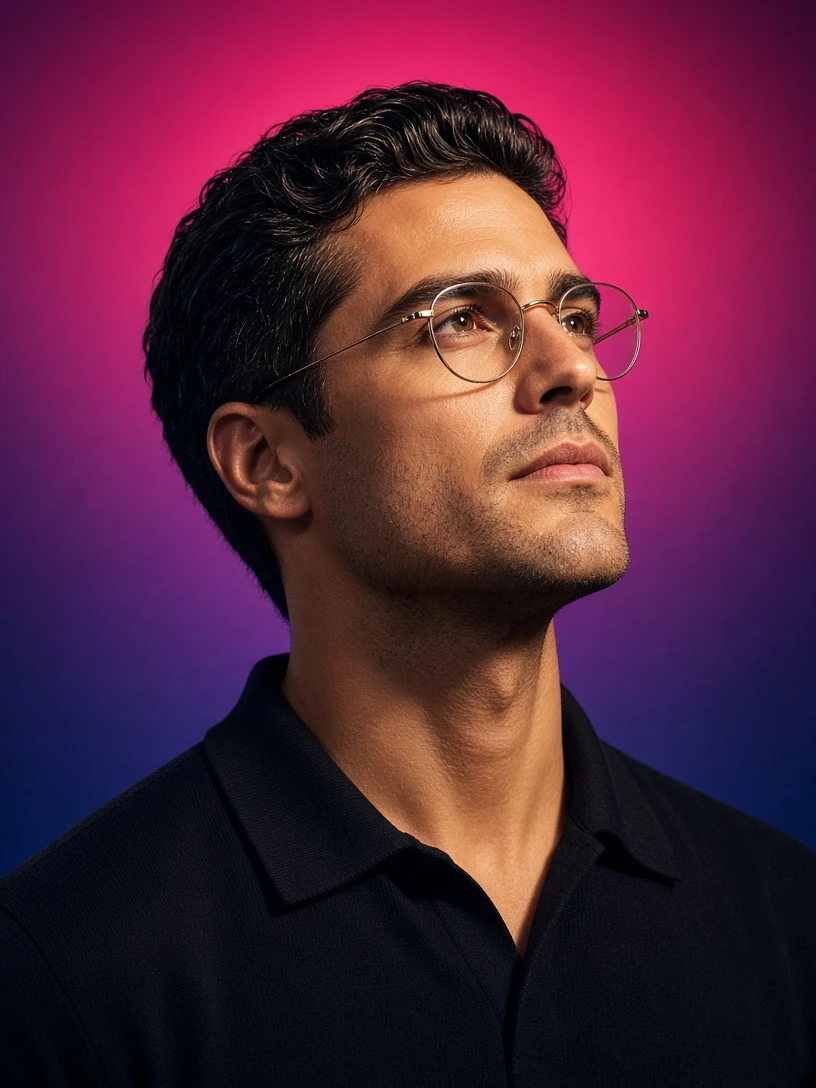 Editorial Style Male Portrait with Glasses