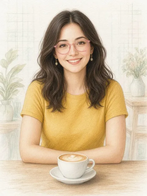 Soft Pastel Cafe Portrait