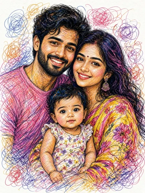 Joyful Family of Three in Color