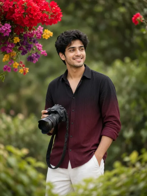 Young man with camera