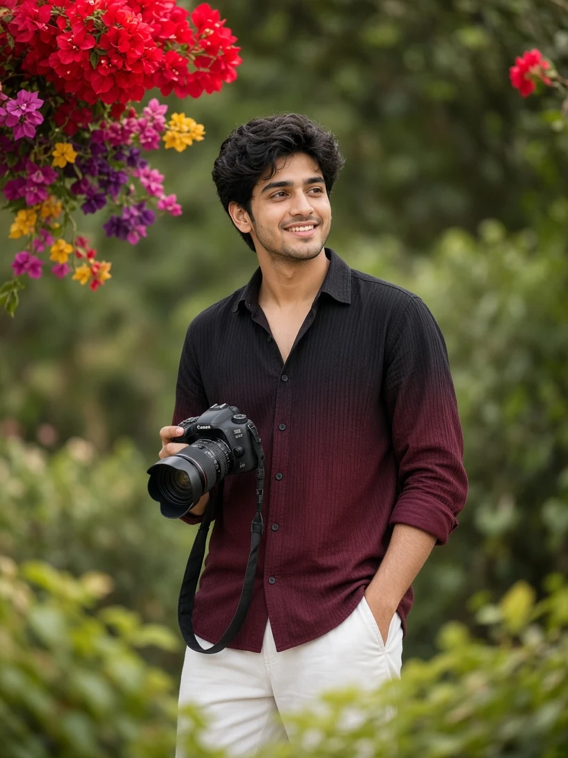 Young man with camera